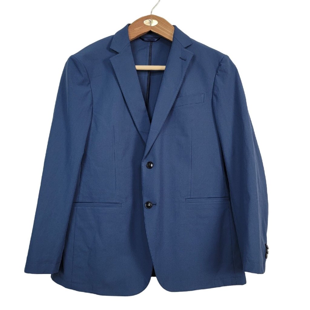 Sene Soho Flex Tech Sport Coat Unstructured Blazer Jacket Blue Custom Size 42